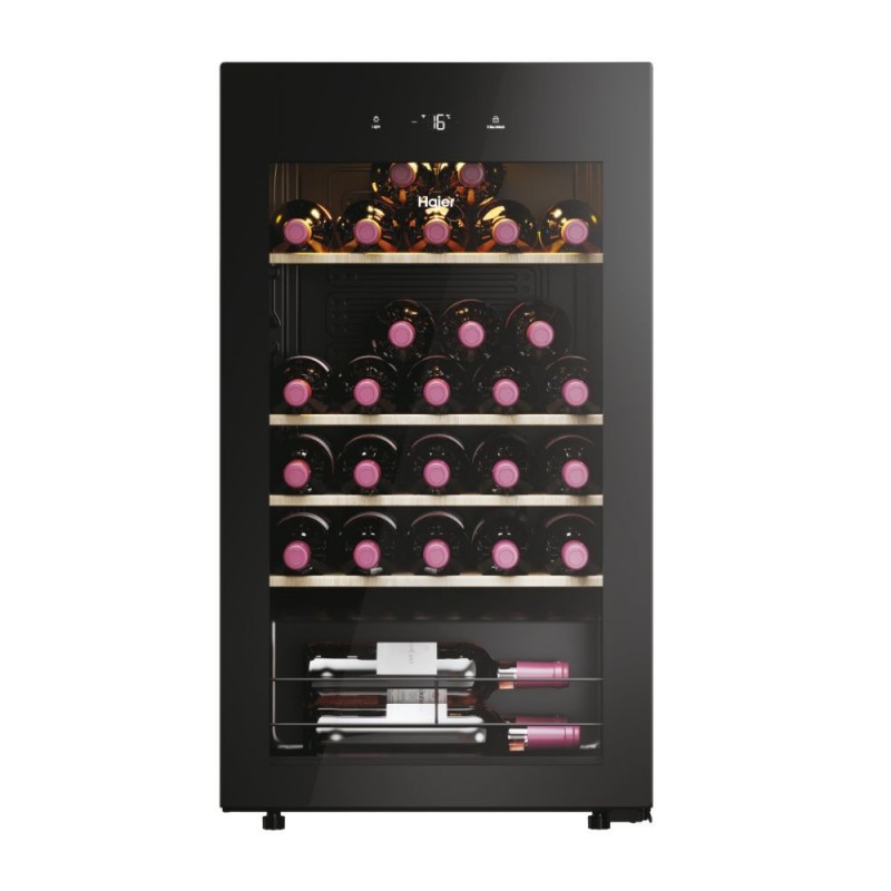 Haier Wine Bank 50 Serie 3 HWS34GGH1 Weinkühler mit Kompressor Freistehend Schwarz 34 Flasche(n)