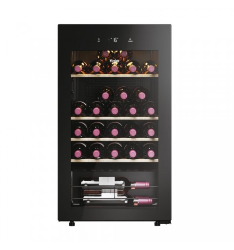 Haier Wine Bank 50 Serie 3 HWS34GGH1 Nevera de vino Independiente Negro 34 botella(s)