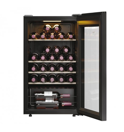 Haier Wine Bank 50 Serie 3 HWS34GGH1 Nevera de vino Independiente Negro 34 botella(s)