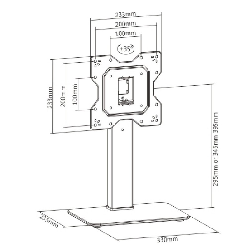 Techly ICA-LCD 323S Flachbildschirm-Tischhalterung 109,2 cm (43") Schwarz Tisch Bank