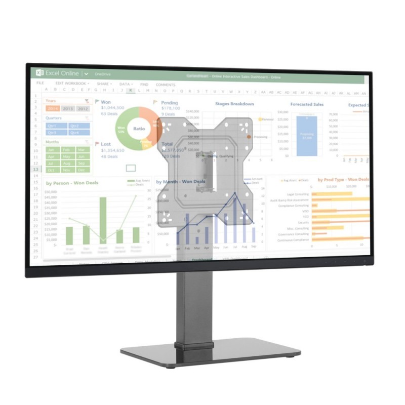 Techly ICA-LCD 323S monitor mount stand 109.2 cm (43") Black Desk