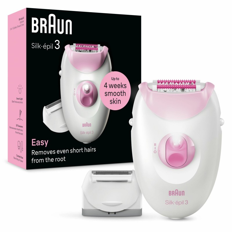 Braun Silk-épil 3 Epilatore Elettrico Donna , Epilatore Con Cavo Per Epilazione, Pelle Liscia Per Settimane, 3-031, Rosa