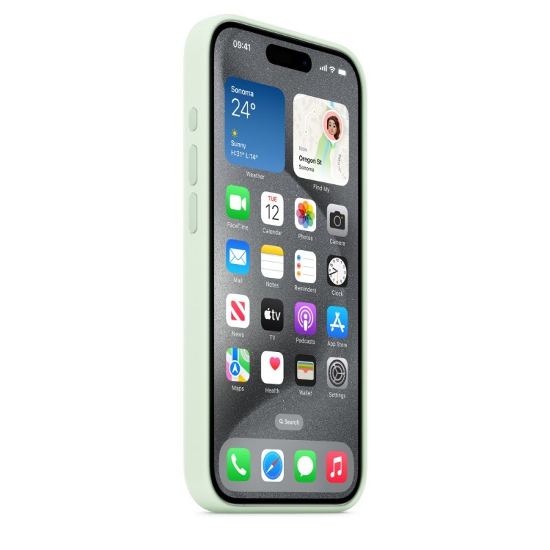 Apple Coque en silicone avec MagSafe pour iPhone 15 Pro - Menthe douce