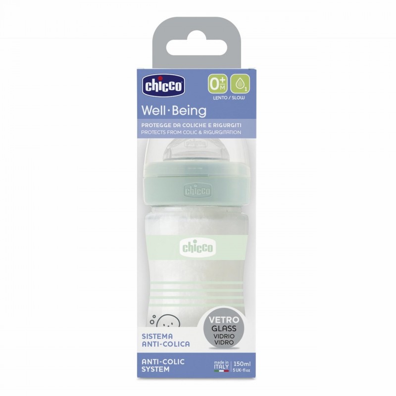 Chicco 00028711310000 biberon 150 ml Verde, Bianco Vetro