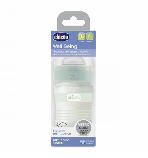 Chicco 00028711310000 biberon 150 ml Verde, Bianco Vetro