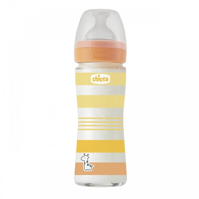 Chicco 00028721310000 Babyflasche 240 ml Orange, Transparent, Weiß, Gelb Glas