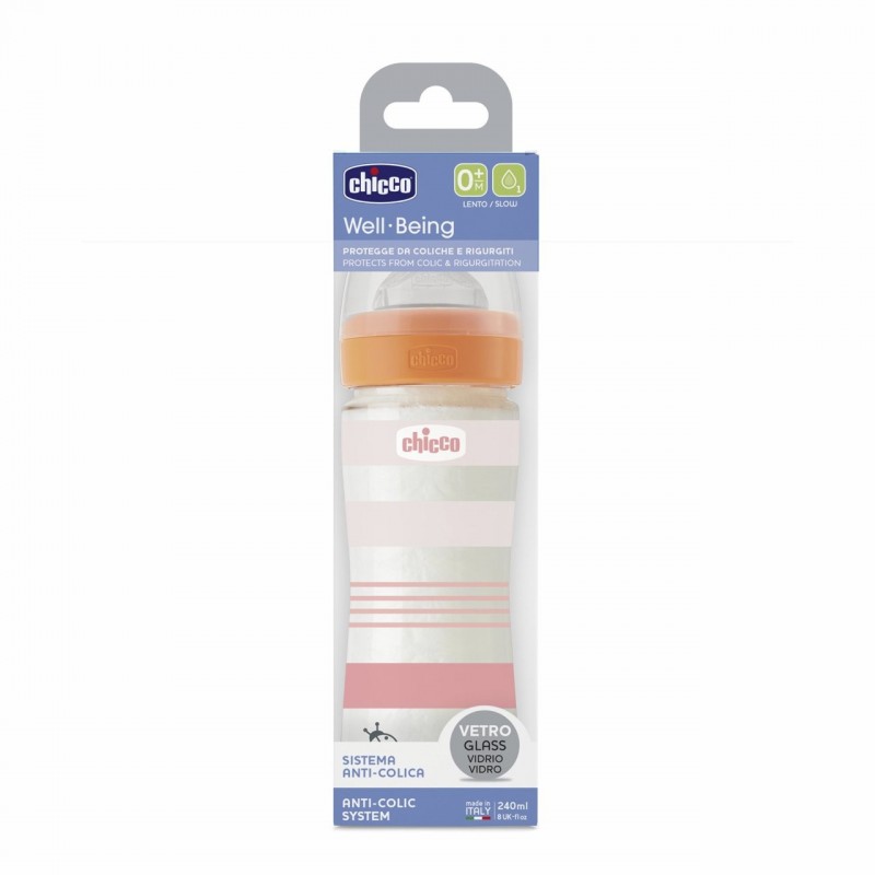 Chicco 00028721310000 Babyflasche 240 ml Orange, Transparent, Weiß, Gelb Glas