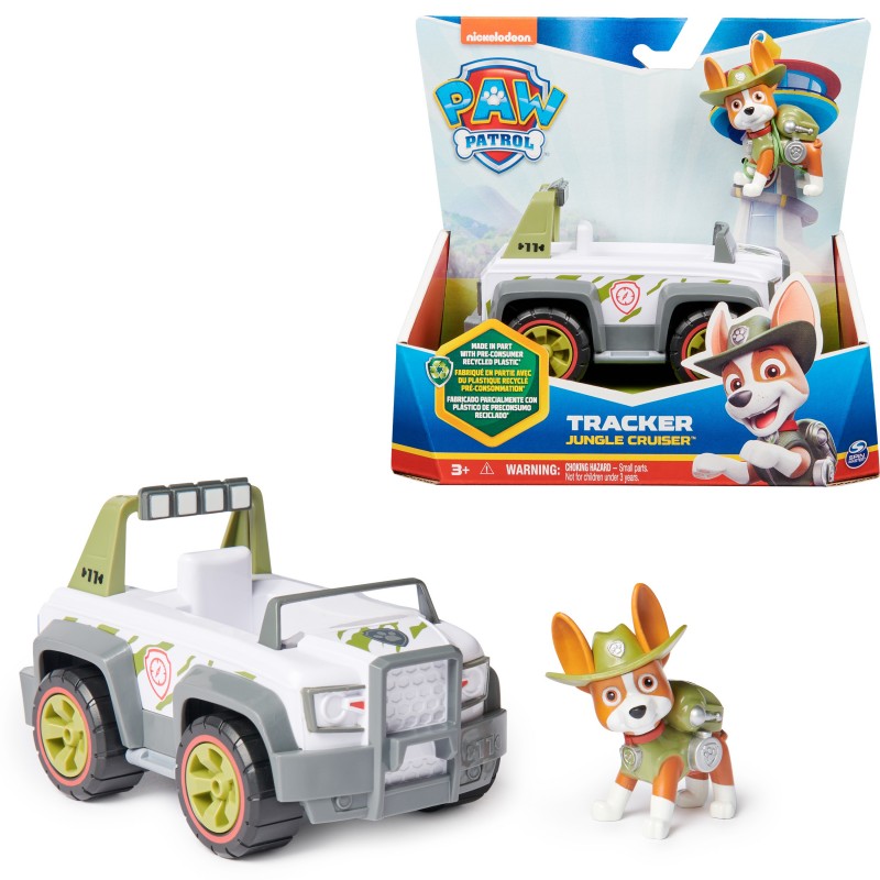 PAW Patrol , Tracker’s Jungle Cruiser, Toy Truck with Collectible Action Figure, Sustainably Minded Kids Toys for Boys & Girls