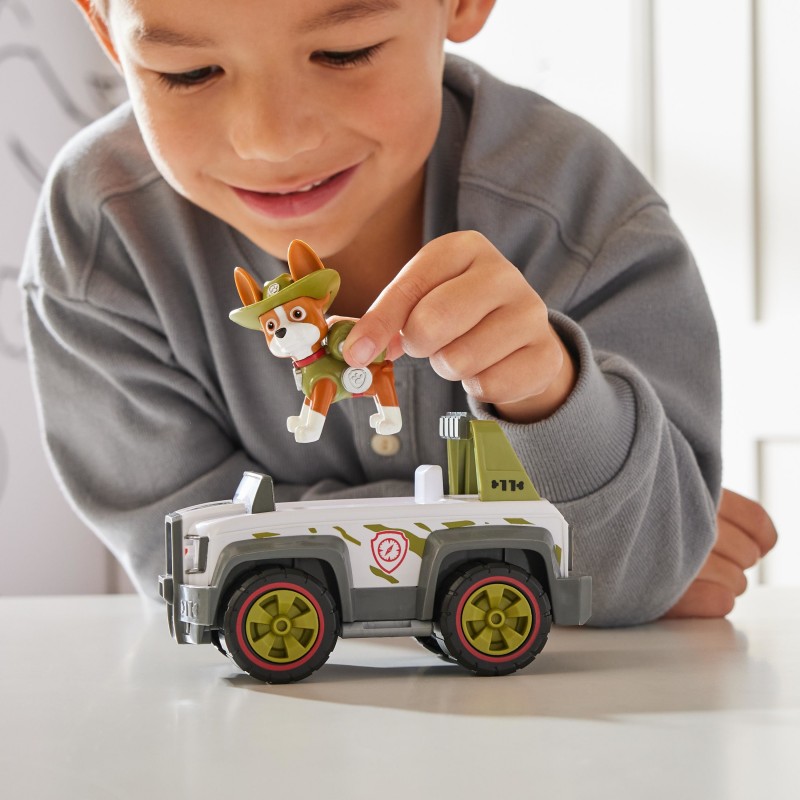 PAW Patrol , Tracker’s Jungle Cruiser, Toy Truck with Collectible Action Figure, Sustainably Minded Kids Toys for Boys & Girls