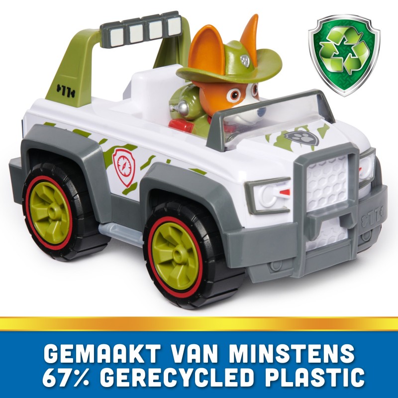 PAW Patrol , Tracker’s Jungle Cruiser, Toy Truck with Collectible Action Figure, Sustainably Minded Kids Toys for Boys & Girls