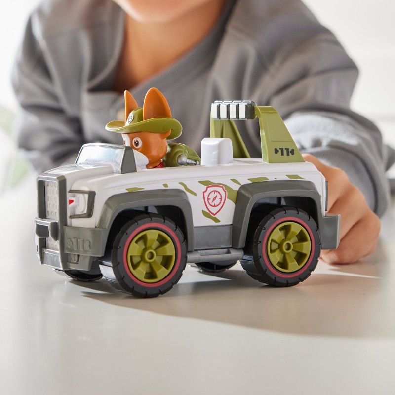 PAW Patrol , Tracker’s Jungle Cruiser, Toy Truck with Collectible Action Figure, Sustainably Minded Kids Toys for Boys & Girls