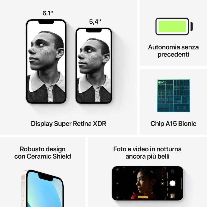 Apple iPhone 13 15,5 cm (6.1") SIM doble iOS 17 5G 256 GB Blanco