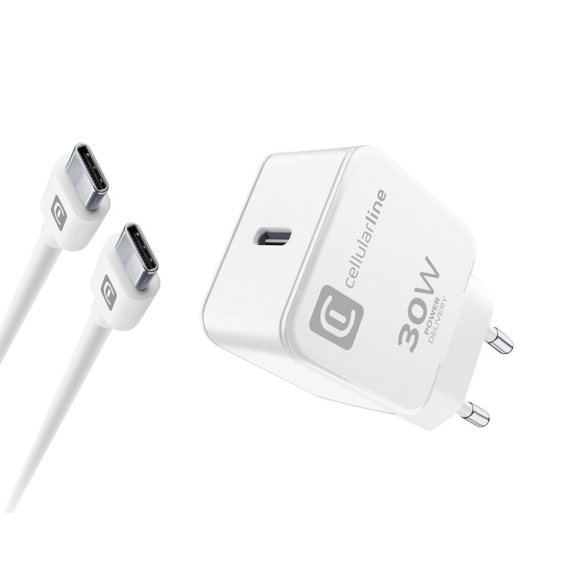 Cellularline USB-C Charger Kit 30W Smartphone, Tablet Bianco AC Interno