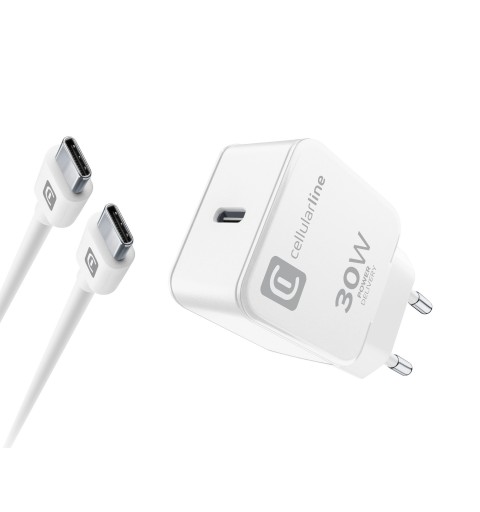 Cellularline USB-C Charger Kit 30W Smartphone, Tablet Bianco AC Interno