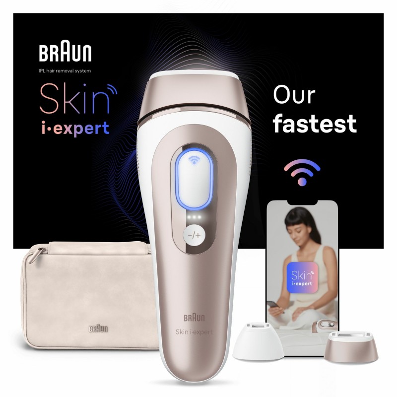 Braun Epilatore Luce Pulsata Smart Skin I·Expert, Epilazione A Casa Tua, Custodia, Rasoio Donna Venus, 2 Testine, PL7147