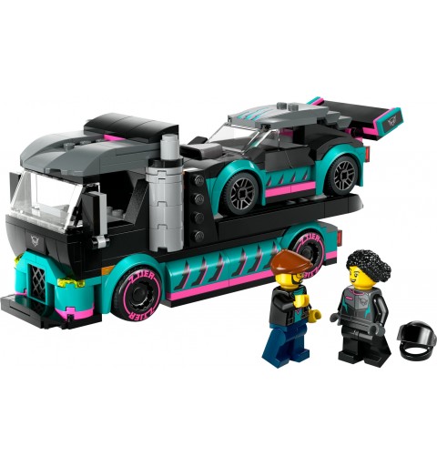 LEGO La voiture de course et le camion de transport de voitures