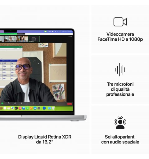 Apple MacBook Pro 16'' M3 Max chip con 16‑core CPU e 40‑core GPU, 1TB SSD - Argento