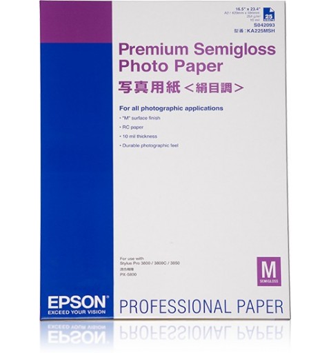 Epson Premium Semigloss Photo Paper, DIN A2, 250g m², 25 Sheets
