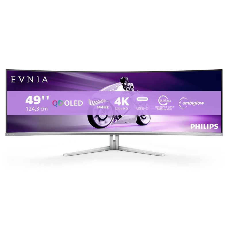 Philips Evnia 8000 49M2C8900L 00 Computerbildschirm 124,2 cm (48.9") 5120 x 1440 Pixel Dual QHD QDOLED Weiß