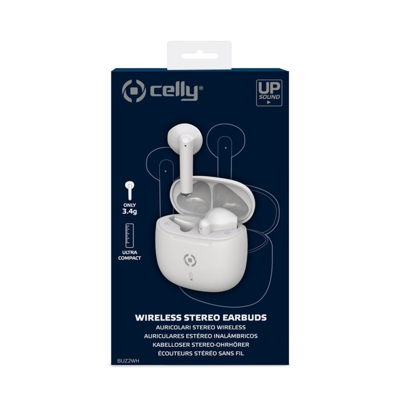 Celly BUZ2 Casque True Wireless Stereo (TWS) Ecouteurs Appels Musique USB Type-C Bluetooth Blanc