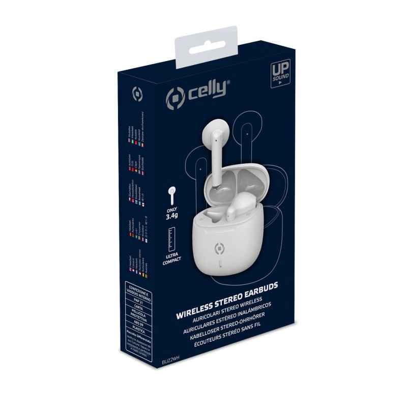 Celly BUZ2 Casque True Wireless Stereo (TWS) Ecouteurs Appels Musique USB Type-C Bluetooth Blanc