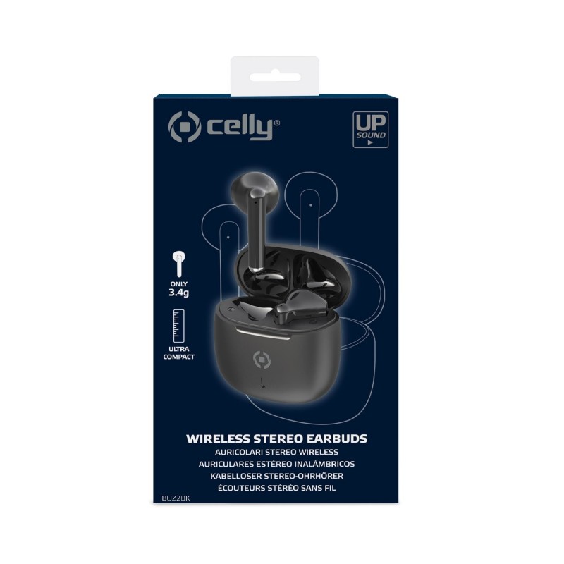 Celly BUZ2 Kopfhörer True Wireless Stereo (TWS) im Ohr Anrufe Musik USB Typ-C Bluetooth Schwarz