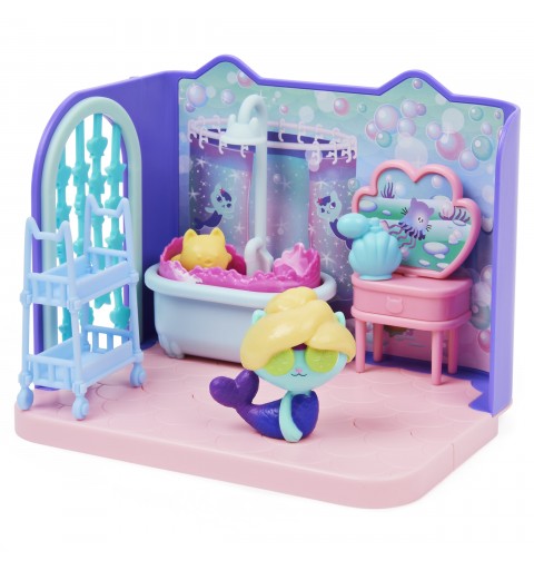 Gabby's Dollhouse Primp and Pamper Bathroom with MerCat Figure, 3 Accessories, 3 Furniture and 2 Deliveries, Kids Toys for Ages
