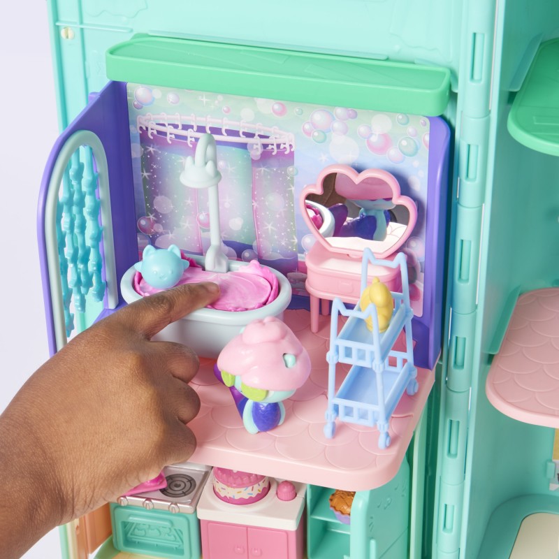 Gabby's Dollhouse Primp and Pamper Bathroom with MerCat Figure, 3 Accessories, 3 Furniture and 2 Deliveries, Kids Toys for Ages