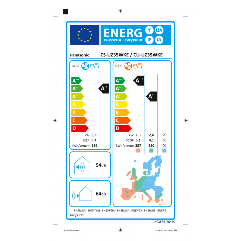 PANASONIC UZ35ZKEKIT Condizionatore Climatizzatore 3.5KW Inverter A++/A+ R32 WIFI Ready
