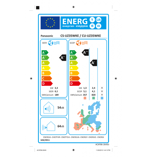 PANASONIC UZ35ZKEKIT Condizionatore Climatizzatore 3.5KW Inverter A++/A+ R32 WIFI Ready