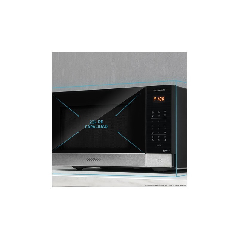 Cecotec ProClean 6110 Encimera Microondas con grill 23 L 800 W Acero inoxidable