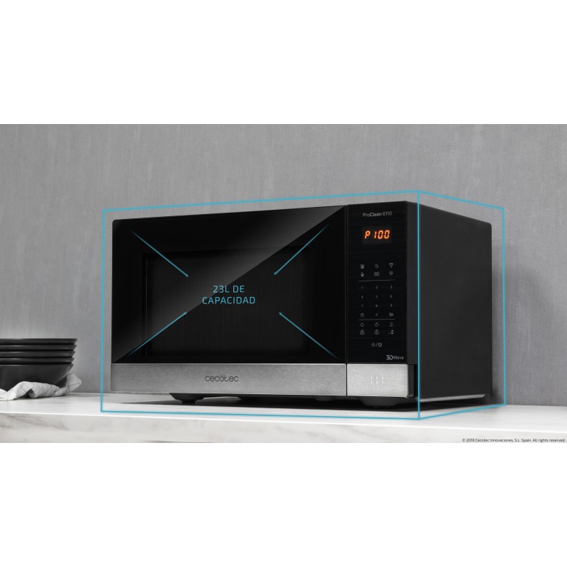 Cecotec ProClean 6110 Encimera Microondas con grill 23 L 800 W Acero inoxidable