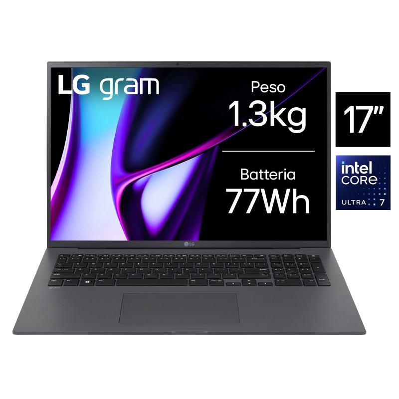 LG Gram 17" - 17Z90S - Intel® Core™ Ultra 7 155H, 16GB RAM, 512GB SSD, 17", 1.3kg, Windows 11 Home, Nero
