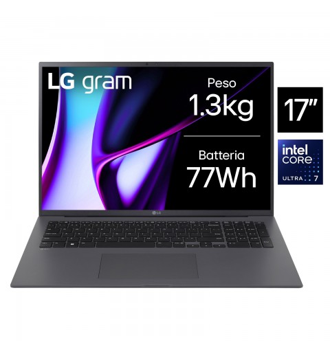 LG Gram 17Z90S-G.AA76D laptop Intel Core Ultra 7 155H 43,2 cm (17") WQXGA 16 GB DDR5-SDRAM 512 GB SSD Wi-Fi 6 (802.11ax)