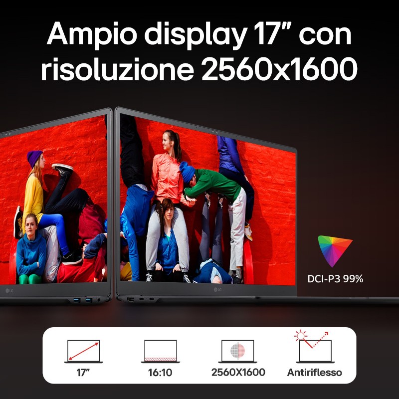 LG Gram 17Z90S-G.AA76D laptop Intel Core Ultra 7 155H 43,2 cm (17") WQXGA 16 GB DDR5-SDRAM 512 GB SSD Wi-Fi 6 (802.11ax)