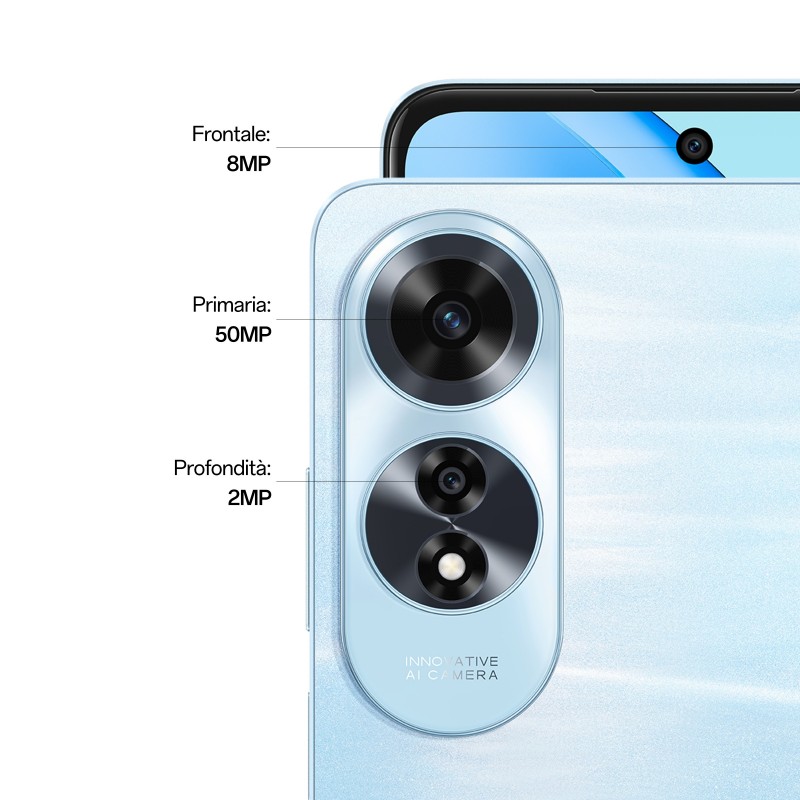 OPPO A38 4G Smartphone, AI Doppia Fotocamera 50+2MP, Display 6.56" 90Hz HD+, 5000mAh, 8GB RAM (4+4) + 128GB ROM, IP54, Glowing Black