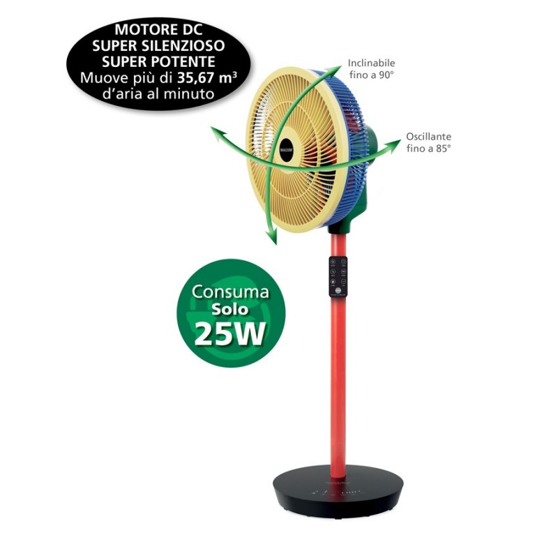 Macom Enjoy & Relax Colour Fan Noir, Bleu, Vert, Rouge, Jaune