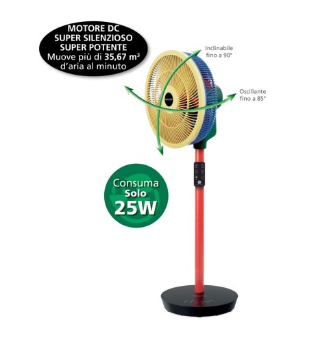 Macom Enjoy & Relax Colour Fan Nero, Blu, Verde, Rosso, Giallo