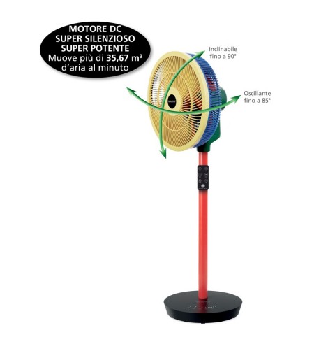 Macom Enjoy & Relax Colour Fan Nero, Blu, Verde, Rosso, Giallo