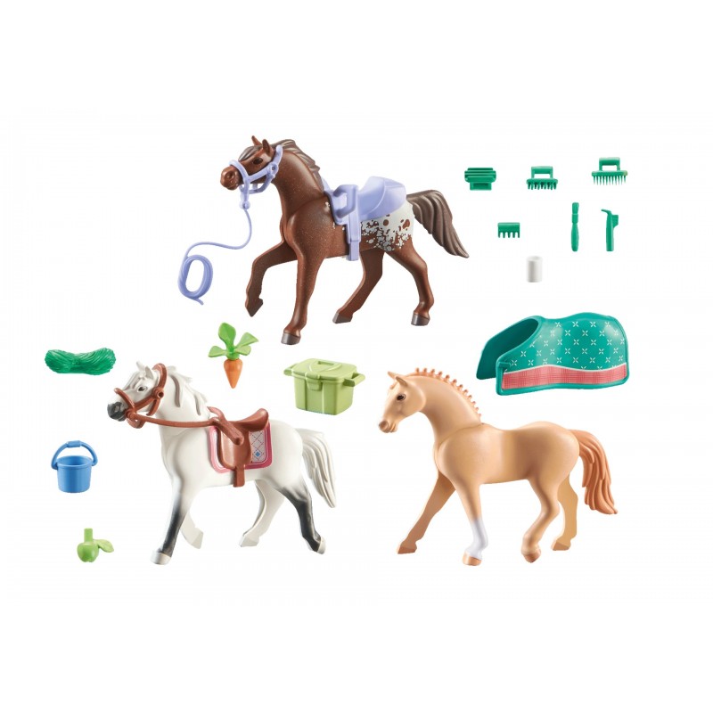 Playmobil Horses of Waterfall 3 Pferde Morgan, Quarter Horse & Shagya Araber