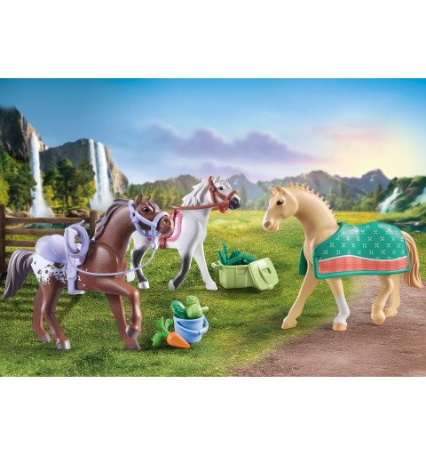 Playmobil Horses of Waterfall 3 Pferde Morgan, Quarter Horse & Shagya Araber