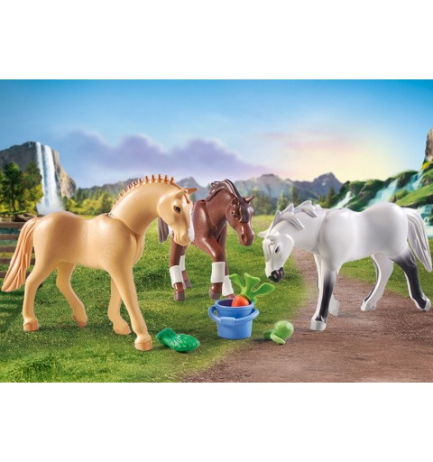 Playmobil Horses of Waterfall 3 Pferde Morgan, Quarter Horse & Shagya Araber