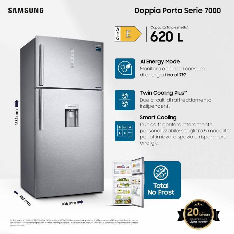Samsung RT62K711RSL frigorifero con congelatore Libera installazione 620 L E Acciaio inossidabile Samsung RT62K711RSL frigorifero con congelatore Libera installazione 620 L E Acciaio inossidabile