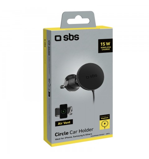 SBS TESUPPMAG15WVENT mobile device charger Smartphone Black Cigar lighter Wireless charging Auto