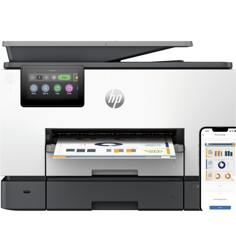 HP OfficeJet Pro Stampante multifunzione 9130b, Colore, Stampante per Piccole e medie imprese, Stampa, copia, scansione, fax,