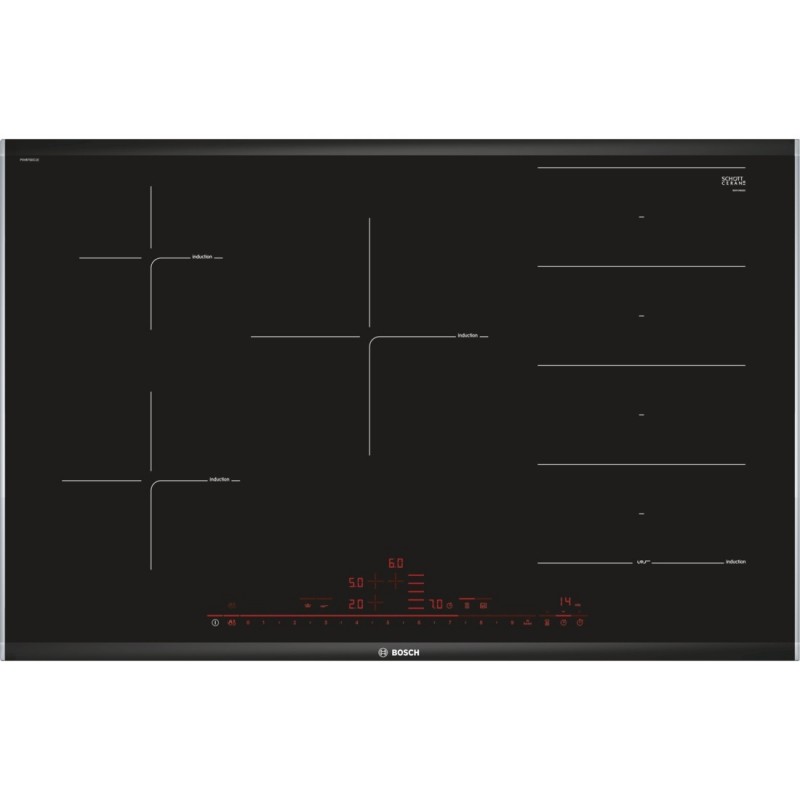 Bosch Serie 8 PXV875DC1E hobs Negro Integrado 80 cm Con placa de inducción 5 zona(s)