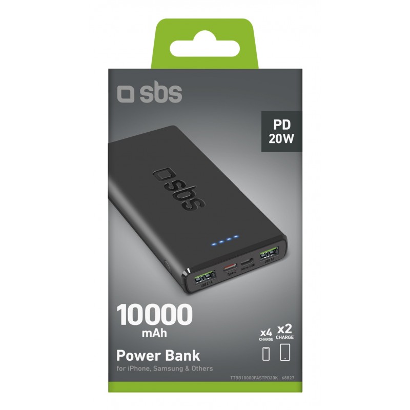SBS TTBB10000FASTPD2 batería externa 10000 mAh Negro