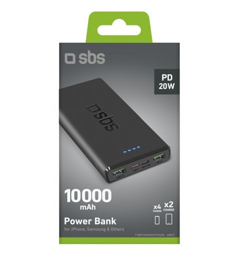 SBS TTBB10000FASTPD2 batería externa 10000 mAh Negro