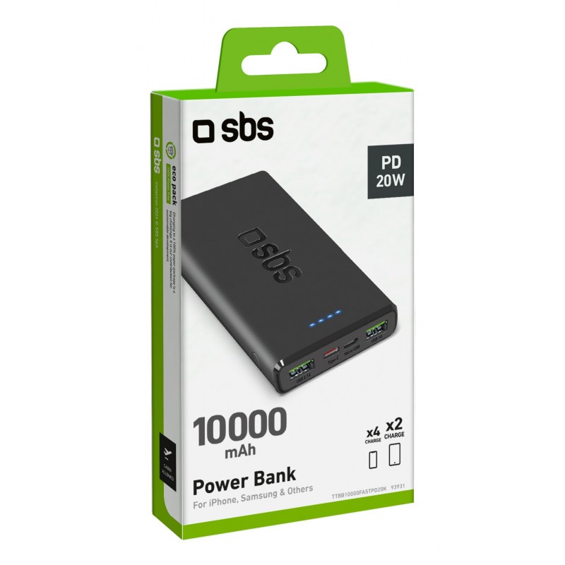 SBS TTBB10000FASTPD2 batería externa 10000 mAh Negro