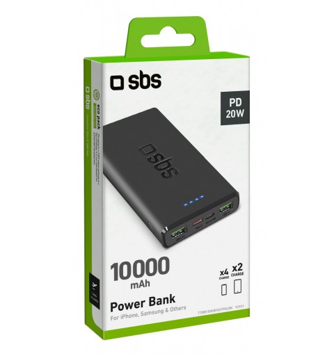 SBS TTBB10000FASTPD2 batería externa 10000 mAh Negro